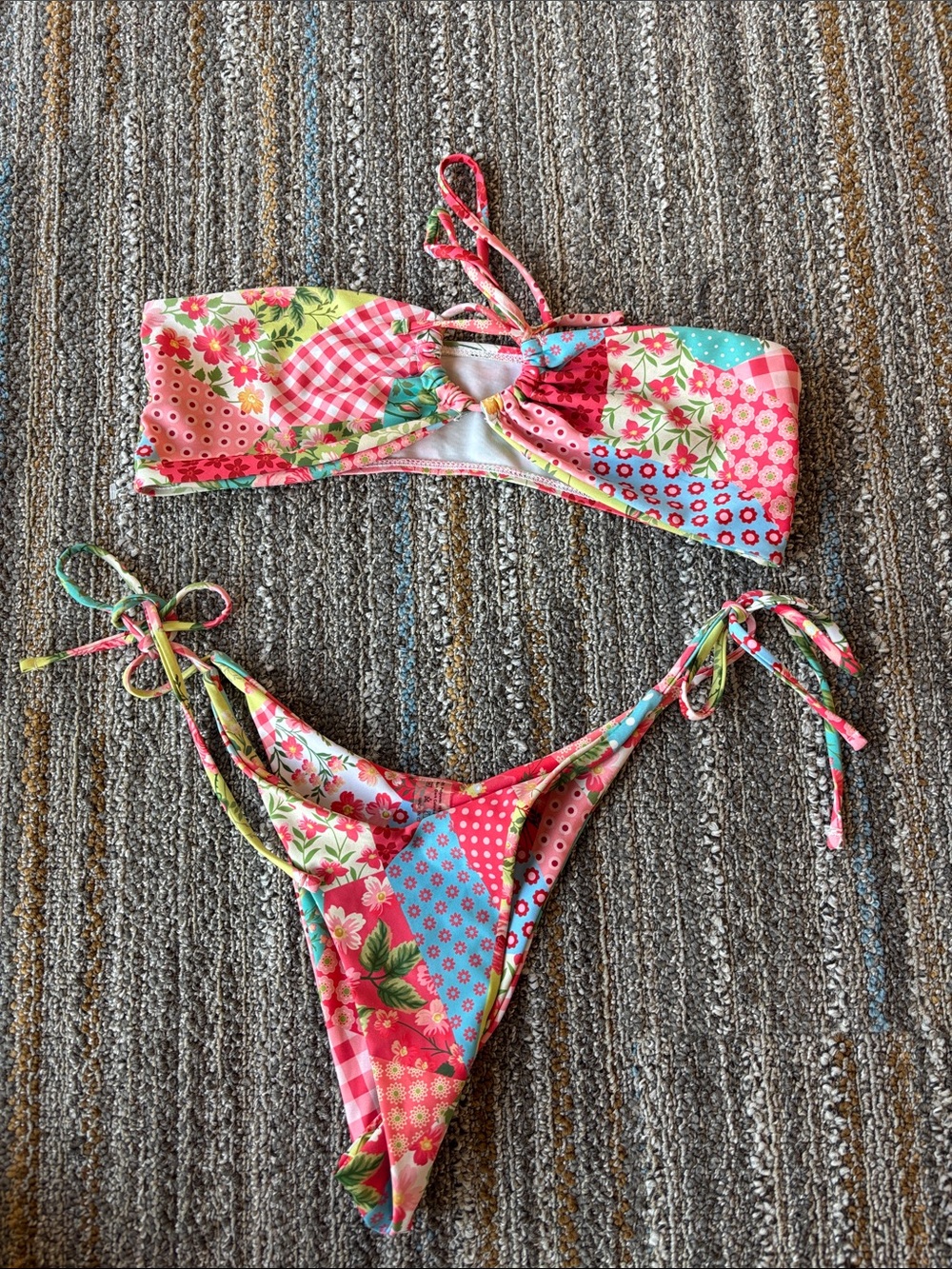 Desigual Floral Bikini Set in Pink & Blue Size Small Like New